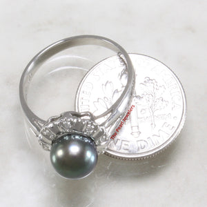 3099976-14k-White-Solid-Gold-Black-Pearl-Diamonds-Cocktail-Ring