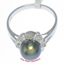 Load image into Gallery viewer, 3099976-14k-White-Solid-Gold-Black-Pearl-Diamonds-Cocktail-Ring