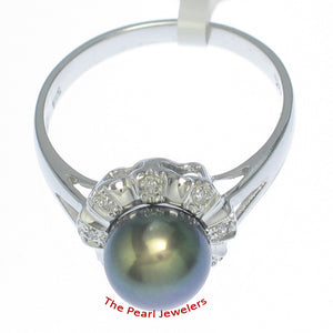 3099976-14k-White-Solid-Gold-Black-Pearl-Diamonds-Cocktail-Ring