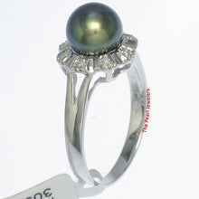 Load image into Gallery viewer, 3099976-14k-White-Solid-Gold-Black-Pearl-Diamonds-Cocktail-Ring