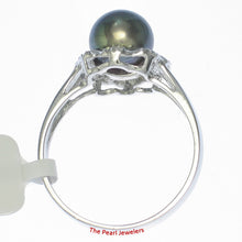 Load image into Gallery viewer, 3099976-14k-White-Solid-Gold-Black-Pearl-Diamonds-Cocktail-Ring