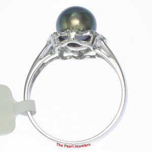 3099976-14k-White-Solid-Gold-Black-Pearl-Diamonds-Cocktail-Ring