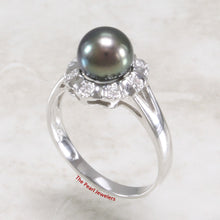 Load image into Gallery viewer, 3099976-14k-White-Solid-Gold-Black-Pearl-Diamonds-Cocktail-Ring