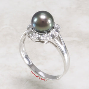 3099976-14k-White-Solid-Gold-Black-Pearl-Diamonds-Cocktail-Ring