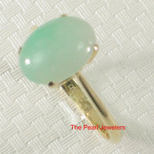 Load image into Gallery viewer, 3100043-Cabochon-Green-Jade-Hand-carved-14k-Yellow-Gold-Solitaire-Ring