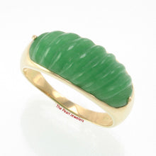 Load image into Gallery viewer, 3100053-14k-Yellow-Gold-Beautiful-Carved-Elegant-Twisted-Dome-Green-Jade-Ring