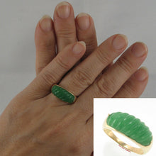 Load image into Gallery viewer, 3100053-14k-Yellow-Gold-Beautiful-Carved-Elegant-Twisted-Dome-Green-Jade-Ring