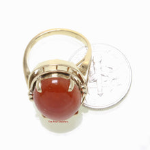 Load image into Gallery viewer, 3100294-Cabochons-Red-Jade-14k-Solid-Yellow-Gold-Solitaire-Ring