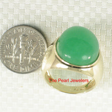 Load image into Gallery viewer, 3100343-14k-Solid-Yellow-Gold-Cabochon-Cut-Oval-Green-Jade-Solitaire-Ring