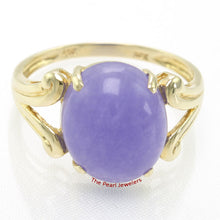 Load image into Gallery viewer, 3100382-14k-Yellow-Gold-Cabochon-Cut-Oval-Lavender-Jade-Solitaire-Ring