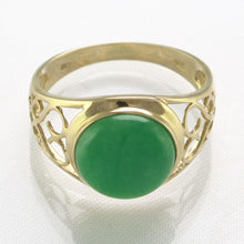 Load image into Gallery viewer, 3100403-14k-Yellow-Gold-Dome-Green-Jade-Solitaire-Ring