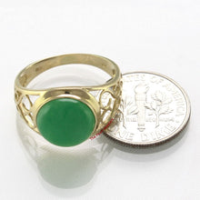 Load image into Gallery viewer, 3100403-14k-Yellow-Gold-Dome-Green-Jade-Solitaire-Ring