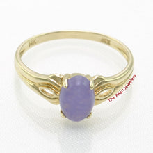 Load image into Gallery viewer, 3100412-14k-Yellow-Gold-Cabochon-Oval-Lavender-Solitaire-Jade-Ring