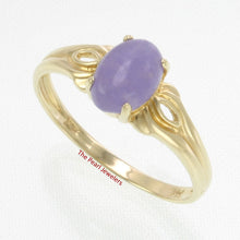 Load image into Gallery viewer, 3100412-14k-Yellow-Gold-Cabochon-Oval-Lavender-Solitaire-Jade-Ring