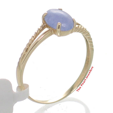 14K Yellow Gold Simple Oval Lavender Jade Ring