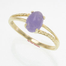 Load image into Gallery viewer, 3100422-Simple-Elegant-14k-YG-Cabochon-Lavender-Solitaire-Jade-Ring