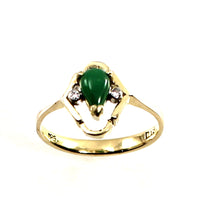 Load image into Gallery viewer, 3100433-14K-Gold-Pear-Cut-Green-Jade-Diamond-Accents-Cocktail-Ring