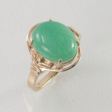 Load image into Gallery viewer, 3101043-14k-Solid-Yellow-Gold-Cabochon-Cut-Oval-Green-Jade-Solitaire-Ring