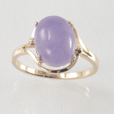 14K Solid Yellow Gold Lavender Jade Ring