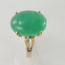 Load image into Gallery viewer, 3101083-Real-14kt-Yellow-Gold-Cabochon-Cut-Oval-Green-Jade-Solitaire-Ring