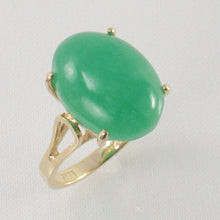 Load image into Gallery viewer, 3101083-Real-14kt-Yellow-Gold-Cabochon-Cut-Oval-Green-Jade-Solitaire-Ring