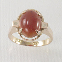 Load image into Gallery viewer, 3101094-14kt-YG-Cabochon-Cut-Oval-Red-Jade-Solitaire-Ring