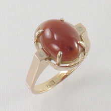 Load image into Gallery viewer, 3101094-14kt-YG-Cabochon-Cut-Oval-Red-Jade-Solitaire-Ring