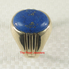 Load image into Gallery viewer, 3130044-14k-YG-Cabochons-Cut-Genuine-Natural-Blue-Lapis-Solitaire-Ring