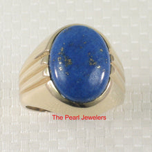 Load image into Gallery viewer, 3130044-14k-YG-Cabochons-Cut-Genuine-Natural-Blue-Lapis-Solitaire-Ring