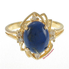 Load image into Gallery viewer, 3130045-14k-YG-Cabochon-Cut-Genuine-Natural-Blue-Lapis-Diamonds-Ring