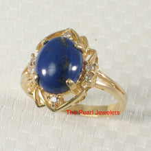 Load image into Gallery viewer, 3130045-14k-YG-Cabochon-Cut-Genuine-Natural-Blue-Lapis-Diamonds-Ring