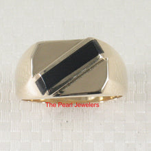 Load image into Gallery viewer, 3130051-14k-Yellow-Gold-Asymmetric-Stripe-Black-Onyx-Unique-Design-Ring