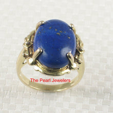 Load image into Gallery viewer, 3130052-14k-Yellow-Gold-Cabochon-Cut-Genuine-Blue-Lapis-Solitaire-Ring