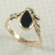 Load image into Gallery viewer, 3130231-14k-Yellow-Gold-Raindrop-Shaped-Genuine-Black-Onyx-Band-Ring
