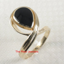 Load image into Gallery viewer, 3130301-14k-Solid-Yellow-Gold-Tear-Drop-Shape-Black-Onyx-Band-Ring