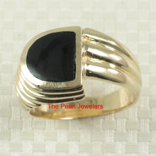 Load image into Gallery viewer, 3130361-14k-Solid-Yellow-Gold-Semi-Round-Genuine-Black-Onyx-Cocktail-Ring