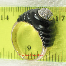 Load image into Gallery viewer, 3130431-14k-Yellow-Gold-Shell-Black-Genuine-Onyx-Diamond-Cocktail-Ring