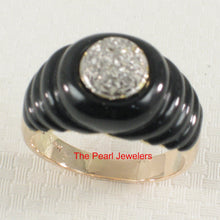 Load image into Gallery viewer, 3130431-14k-Yellow-Gold-Shell-Black-Genuine-Onyx-Diamond-Cocktail-Ring