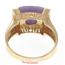 Load image into Gallery viewer, 3187302-14k-Yellow-Gold-Diamonds-Square-Lavender-Jade-Cocktail-Ring