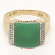 Load image into Gallery viewer, 3187303-14k-Yellow-Gold-Diamonds-Square-Green-Jade-Cocktail-Ring