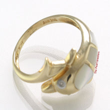 Load image into Gallery viewer, 3187400-14k-YG-Diamonds-Cabochon-Cut-Mother-of-Pearl-Dolphin-Band-Ring
