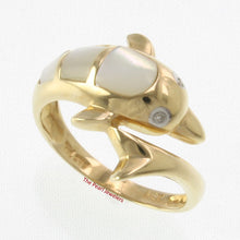 Load image into Gallery viewer, 3187400-14k-YG-Diamonds-Cabochon-Cut-Mother-of-Pearl-Dolphin-Band-Ring