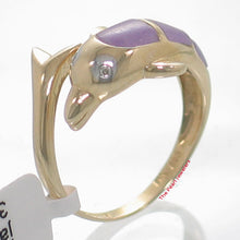 Load image into Gallery viewer, 3187402-14k-YG-Diamonds-Cabochon-Cut-Lavender-Jade-Dolphin-Band-Ring