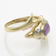 Load image into Gallery viewer, 3187402-14k-YG-Diamonds-Cabochon-Cut-Lavender-Jade-Dolphin-Band-Ring