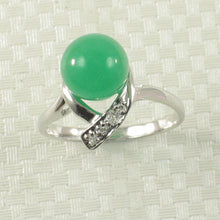 Load image into Gallery viewer, 3199508-14k-White-Gold-6-Shaped-Round-Green-Jade-Diamond-Solitaire-Ring