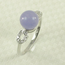 Load image into Gallery viewer, 3199897-14k-White-Gold-Unique-Design-Round-Lavender-Jade-Diamond-Solitaire-Ring