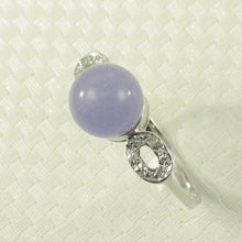 Load image into Gallery viewer, 3199897-14k-White-Gold-Unique-Design-Round-Lavender-Jade-Diamond-Solitaire-Ring