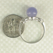 Load image into Gallery viewer, 3199897-14k-White-Gold-Unique-Design-Round-Lavender-Jade-Diamond-Solitaire-Ring
