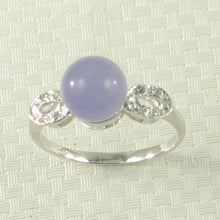 Load image into Gallery viewer, 3199897-14k-White-Gold-Unique-Design-Round-Lavender-Jade-Diamond-Solitaire-Ring