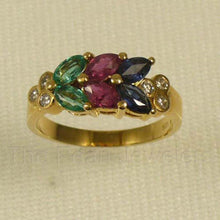 Load image into Gallery viewer, 3200044-14k-Gold-Genuine-Diamond-Heirloom-Ruby-Sapphire-Emerald-Ring